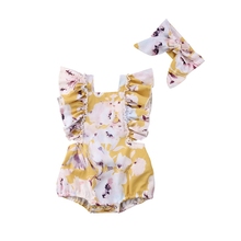 Infant Newborn Baby Girls Cotton Floral Butterflies Sleeveless Bodysuit Outfits Jumpsuit Sunsuit 0-24M Casual 2024 - buy cheap