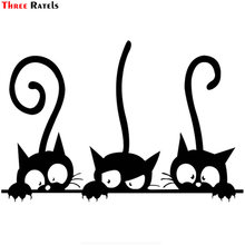 Three Ratels FTZ-5 # 20x8cm Window Wall Car Stickers Cute 3D Big Eyes Decal Black Sticker Peeking Cat 2024 - buy cheap