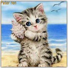 Алмазная живопись Питер Рен, вышивка крестиком, круглые квадратные картины с животными, мозаика для домашнего декора, «Котёнок и пекарь» 2024 - купить недорого