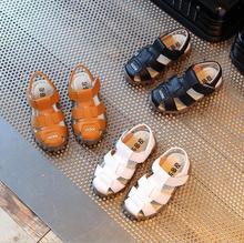 Кожаные сандалии для мальчиков, летняя пляжная обувь из 100% мягкой кожи для мальчиков и девочек, детские спортивные сандалии принцессы, 2019 2024 - купить недорого