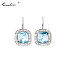 Hoop Earrings Blue Stone Trendy Gift For Women  High Quality Earring Europe Style Shell 925 Sterling Silver Fashion Jewelry 2024 - buy cheap