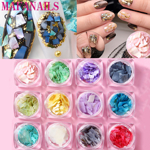 12 jar/set Natural Colorful Pearl Light  Nail Art Shell Super Thin  Particle Crushed Nail Art Shell Deco 12 Colors Shell  Flakes 2024 - buy cheap