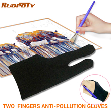 Two Finger Anti-fouling Glove For Artist Drawing & Pen Graphic Tablet Pad Household Gloves Right Left Hand Black Glove Free Size 2024 - buy cheap