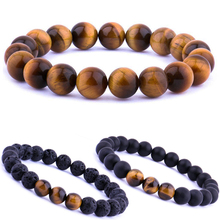 Pulseira masculina com contas redondas, bracelete clássico simples com contas redondas 2024 - compre barato