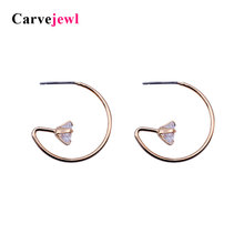 Carvejewl stud earrings round cubic Zirconia gold plating stud earrings for women jewelry girl gift new fashion bijoux wholesale 2024 - buy cheap