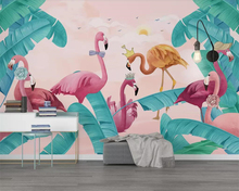 Beibehand-papel de parede 3d, plantas tropicais, flamingo, plano de fundo, sala de estar, quarto, mural 3d 2024 - compre barato