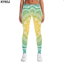 KYKU Brand 2017 New Fashion Women Legins Mandala Lights 3D Printing Sexy Legging High Waist Woman Leggings Green Fitness Pants 2024 - buy cheap