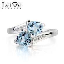 Leige Jewelry Anniversary Ring Natural Aquamarine Ring June Birthstone Trillion Cut Blue Gems 925 Sterling Silver Ring Gifts 2024 - buy cheap