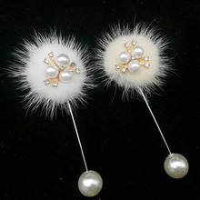 Broche de pingente coreano fofo para mulheres, broche de lapela de pompom de pele, broches de pérola flor, colarinho, acessórios de presente de joias 2024 - compre barato