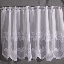 Enipate White Lace Embroidered Short Curtain Warp Knitted Flower Jacquard Polyester Door Curtain Kitchen Half Curtains 55*150cm 2024 - buy cheap