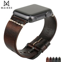 MAIKES Watch Accessories Bracelets Genuine Leather Strap For Apple Watch Strap 44mm 40mm iWatch Bands 42mm 38mm Watchband 2024 - buy cheap