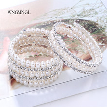 WNGMNGL-Pulseras de perlas de imitación de cristal para mujer, brazaletes anchos multicapa, regalo de joyería, novedad de 2018 2024 - compra barato