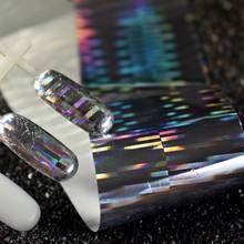 1pc 4*100cm Holo Starry Nail Foil Holographic Silver Grid Sparly Plaid Line Manicure Nail Art Design Transfer Sticker Easy Use 2024 - buy cheap