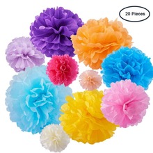 20pcs Tissue Paper Pom Poms Paper Flowers Colorful Ideal for Wedding, Birthday, Party, Table and Wall Decor Rainbow Pompon 2024 - buy cheap