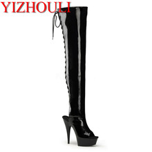 Fashion 6 inch Thigh High Boots Open Toe Designer Boots 15cm Over The Knee Boots Stiletto Heels sexy Platform High Heel Boots 2024 - buy cheap