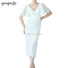 YNQNFS-vestidos elegantes para madre de la novia, traje de encaje con manga, estilo: gorra S, vestido Formal de fiesta de sirena, 2019 2024 - compra barato