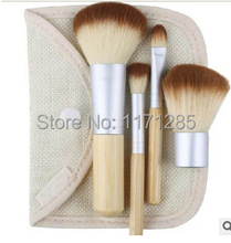 Free shipping NEEKA Makeup Brushes 4PCS Natural Bamboo Handle  Set Cosmetics Tools Kit Powder Blush Brushes with Hemp linen bag 2024 - купить недорого