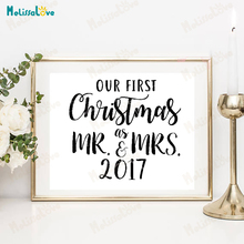 Customs Year Date Our First Xmas Decal Festival Quote Decor Christmas Home Decoration Window Removable Vinyl Wall Stickers B860 2024 - buy cheap