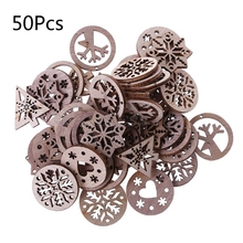 50pcs Laser Cut Wood Embellishment Wooden snowflake Shape Craft Wedding Decor Drop Shipping 2024 - buy cheap