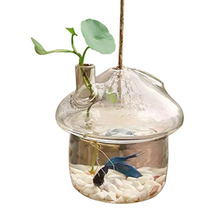 HOT-Mushroom-shaped Hanging Glass Planter Vase Rumble Fish Tank Terrarium Container Home Garden Decor 2024 - купить недорого