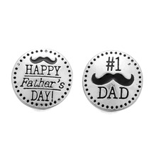 10pcs/lot New Happy Father's Day Snap Buttons Dad Mustache Snap Fit 18mm Snap Jewelry Metal Buttons Bracelet 2024 - buy cheap