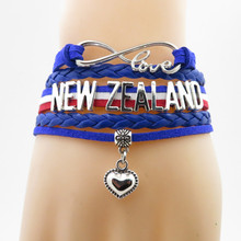 Pulsera Infinity love de Nueva Zelanda, brazalete con Bandera de País de Nueva Zelanda, pulsera de cuero con encanto de corazón, brazalete para mujer y hombre 2024 - compra barato