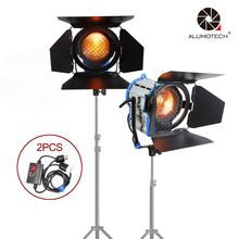 ALUMOTECH-Foco de tungsteno de Fresnel, iluminación + Barndoor para lámpara de fotografía, estudio, cámara de vídeo, 1000W * 2 + atenuador * 2 2024 - compra barato