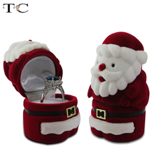 Velvet Lovely Santa Claus Christmas Ring Box Earring Packing Pendant Jewelry Box Storage Case Surprise Gift Case 2024 - buy cheap