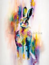 X Series Hand-painted Abstract  Animal Hare Oil Painting On Canvas Abstract Rabbit Oil Painting For Living Room Decoration 2024 - buy cheap