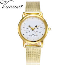 Vansvar Brand Fashion Gold Mesh Band Cat Watch Luxury Casual Quartz Watch Relogio Feminino Gift Clock Drop Shipping 2024 - buy cheap