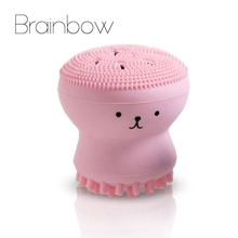 Brainbow 1pc Face Washing Brush Soft Silicone Facial Cleansing Brush Pore Cleaner Sweet Pink Octopus Skin Scrubber Face Massager 2024 - buy cheap