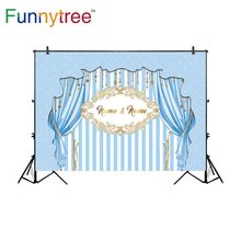 Фон для профессиональной фотосъемки Funnytree синие решетчатые полосы украшение занавеска рамка праздничные фоны обои 2024 - купить недорого