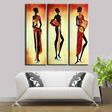 Handmade Acrylic Africa Women Paintings Modern Wall Art Decor 3 Panel Pictures Handpainted Abstrac Figure Oil Painting on Canvas 2024 - buy cheap