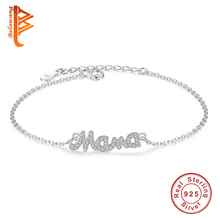 Atacado Trendy 925 Sterling Silver Mãe de Cristal Charm Bracelet Para As Mulheres Chain link Ajustável Pulseiras Jóias de Dia das Mães 2024 - compre barato