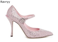 Туфли женские свадебные на высоком каблуке, туфли-лодочки розовые с кристаллами, на шпильке, пикантные, с блестками, для подружки невесты 2024 - купить недорого
