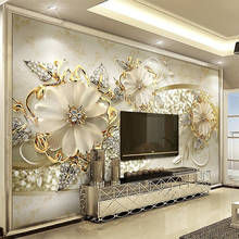 European Style 3D Relief Flowers Pattern Jewelry Photo Murals Wallpaper Living Room Hotel Luxury Background Wall Painting Decor 2024 - купить недорого