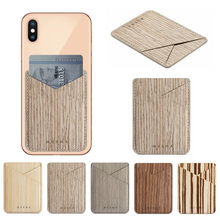 Роскошные Деревянные Кожаные наклейки для карт для iPhone 7 8 Plus X XS Max, кошелек, держатель для карт, наклейка для Samsung Huawei Xiaomi Pocket 2024 - купить недорого