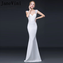 JaneVini-vestido de noche blanco con cuentas para madre de la novia, traje Sexy de sirena con cuello de pico profundo, Espalda descubierta, talla grande, 2018 2024 - compra barato