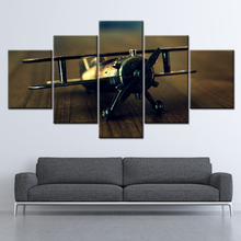 Canvas Painting retro Aircraft model on desk 5 Pieces Wall Art Painting Modular Wallpapers Poster Print living room Home Decor 2024 - buy cheap