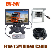 White 12V-24V 4Pin CCD Reversing Parking Backup Camera + 7" LCD Monitor Car Rear View Kit with 15M Cable for Bus Truck Motorhome 2024 - buy cheap