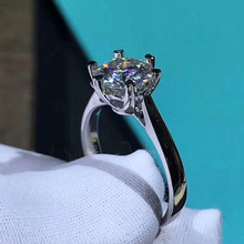 Anel de prata esterlina 925,1ct 2ct 3ct, estilo simples, joia de moissanite, 6 garras, festa de casamento, anel de aniversário para mulheres 2024 - compre barato