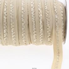 5/8"16mm solid tan ruffle crochet flower elastic ribbon handmade hair bows lingerie straps sewing tool closing accessoties 50yds 2024 - buy cheap