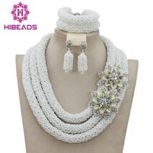 Pure White Crystal Bridal Jewelry Set African Arabic Beads Statement Jewelry Set Free Shipping WB410 2024 - buy cheap