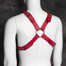 Homens Do Falso Couro Sexy Lingerie Vermelha Do Punk Gótico Corpo Bondage Gaiola Cinta Pin fivela Do Punk Ajustável Chest harness para o Sexo Masculino 2024 - compre barato