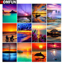 HOMFUN Full Square/Round Drill 5D DIY Diamond Painting "Sunset scenery" 3D Embroidery Cross Stitch 5D Home Decor Gift 2024 - buy cheap