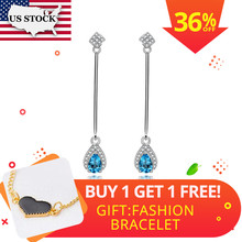Uloveido Natural Blue Topaz Earrings for Women, 925 Sterling Silver, 5*7mm*2 Pcs Birthstone Gemstone Wedding Party Jewelry FR102 2024 - buy cheap