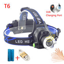 Bright Zoomable Led T6 Headlamp Waterproof Headlight USB Rechargeable Sensor Head Torch flashlight Head lamp Fishing Hunting 2024 - buy cheap