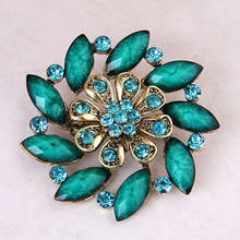 ITHIL New Fashion Jewelry Green/Red Color Flower Brooches Pin Alloy Acrylic Marquise Rhinestone brooches/scarf pin Drop Shipping 2024 - buy cheap