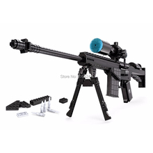 Arma ausini 527 peças, simulação militar swat rifle de polícia sniper m107 arma 1:1 bloco de construção brinquedo 2024 - compre barato