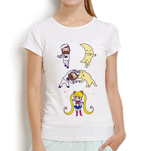 Camiseta divertida de baile de Sailor Fusion para mujer, blusa kawaii informal de anime japonés, ropa de calle para mujer 2024 - compra barato